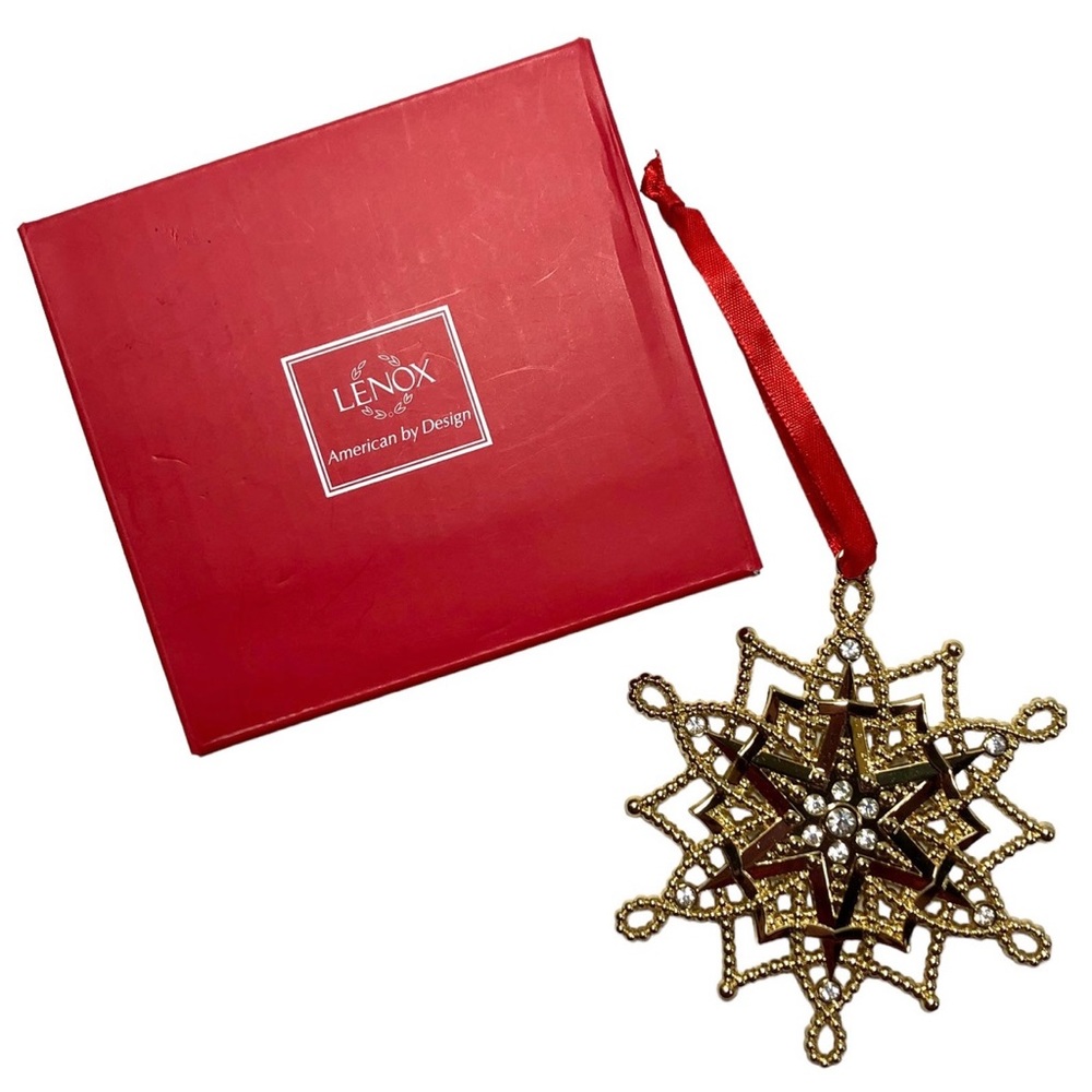 LENOX Golden Snowflake Collectible Christmas Holiday Ornament 875377